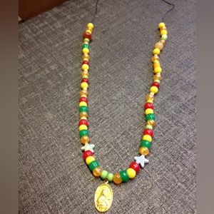 Golden St Therese Beaded Necklace